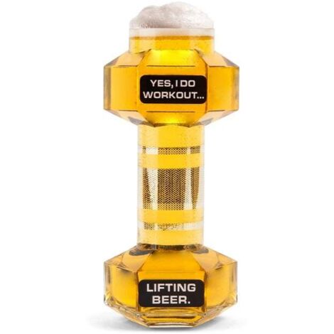 Jarra de cerveza 600ml DUMBBELL Regalo para un chico culturista, vidrio, grande