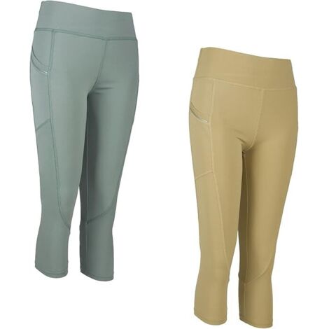 MALLAS DEPORTIVAS PARA MUJER PAQUETE DE 2 AMARILLO VERDE 3/4 R.S/M (1/4)