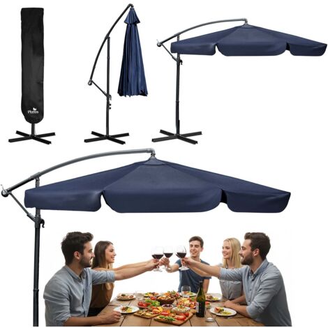 Sombrilla de jardín plegable, 6 segmentos, 350 cm, con funda Plonos PL-880