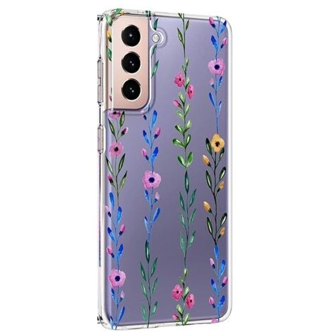 FUNDA DE SILICONA PARA SAMSUNG GALAXY S21+ TRANSPARENTE CON FLORES DE COLORES (1/5)
