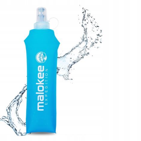 Botella blanda de 500 ml, azul, flexible, ideal para deportes y running. (1/5)