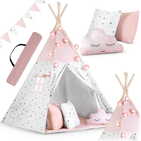 Tienda tipi para niños con guirnalda y luces Nukido - rosa