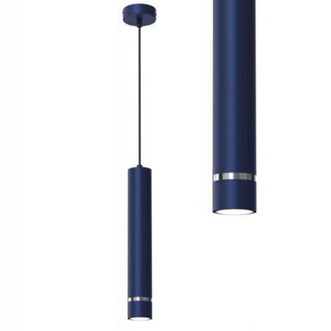 LÁMPARA COLGANTE ICICL TUBO CROMADO METAL GU10 AZUL MARINO