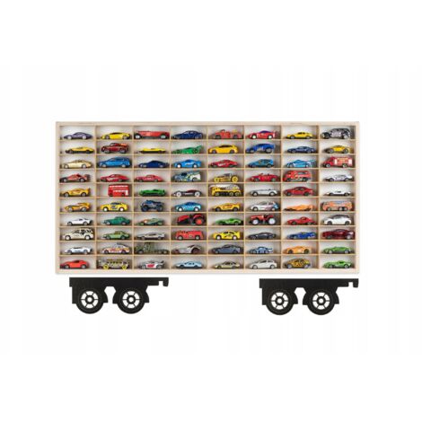ESTANTE PARA COCHES DE PRIMAVERA 80 PLAZAS REMOLQUE ORGANIZADOR DE MADERA HOT WHEELS (1/4)