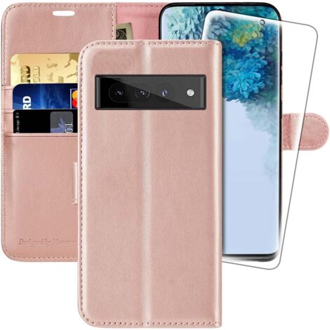 FUNDA CERRADA CON SOLAPA PARA GOOGLE PIXEL 7 PRO ROSA CON PELÍCULA PROTECTORA DE CUERO PU (1/5)