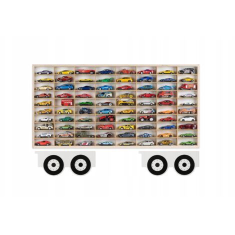 ESTANTE DE CAMIÓN PARA MUELLES 80 COMPARTIMENTOS REMOLQUE DE MADERA HOT WHEELS (1/4)