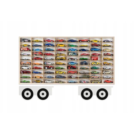 ESTANTE PARA COCHES DE PRIMAVERA 80 PLAZAS REMOLQUE ORGANIZADOR DE MADERA HOT WHEELS (1/4)