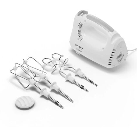 SMAPP Batidora eléctrica, Batidora eléctrica 580 W, pequeña, 5 Niveles, Batidoras, Batidoras, Disco para puré, Batidora eléctrica para Masa y Nata montada, Batidora de Cocina (Blanco) (1/5)