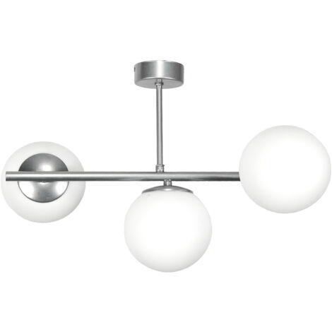 LÁMPARA DE TECHO COLGANTE LÁMPARA DE CRISTAL PANTALLAS DE BOLAS E14 LED PLATA TITANIO 14-912