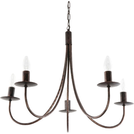 Lámpara colgante de techo tradicional, candelabro, negro, oro viejo, LUMEN OLD 710