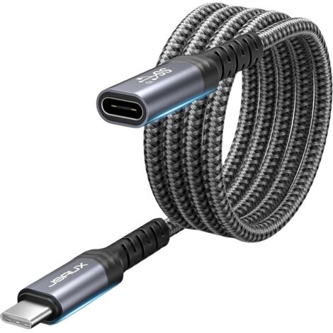 Cable alargador USB-C 3.2 JSAUX de 100 W, 5 A, 10 Gbps, para iPhone, MacBook, iPad, Magsafe 4K, 60 Hz, 2 m
