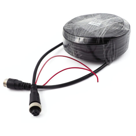 Cable de vídeo para monitor de cámara de marcha atrás, 15 m, conectores trenzados de 4 pines (1/3)