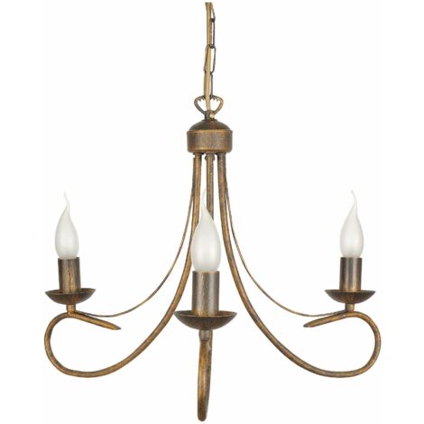 Lámpara colgante candelabro negro oro viejo ALFA 292