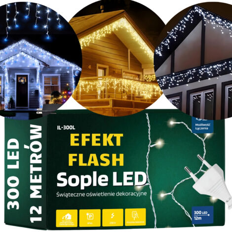 Luces navideñas para exterior icicles 300 led con efecto flash Luces navideñas para exterior icicles 300 led blanco frío + flash frío