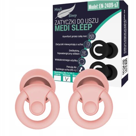 Tapones para los oídos Medi Sleep, talla XS / S / M / L, color rosa (1/5)