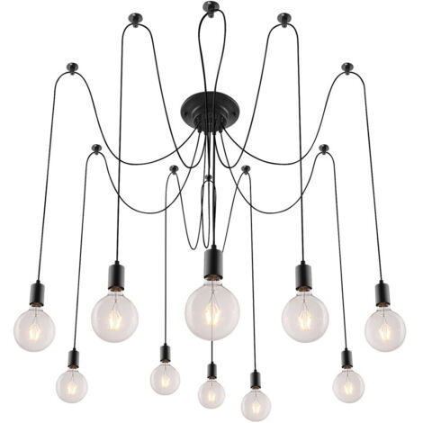 Lámpara colgante Spider 10 bombillas E27 10x60W negro mate 2224 Caspar Rabalux (1/3)