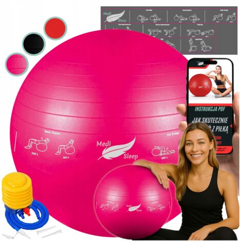 PELOTA DE GIMNASIA DE REHABILITACIÓN PARA EJERCICIOS DE ENTRENAMIENTO FITNESS CON BOMBA 65cm (1/5)