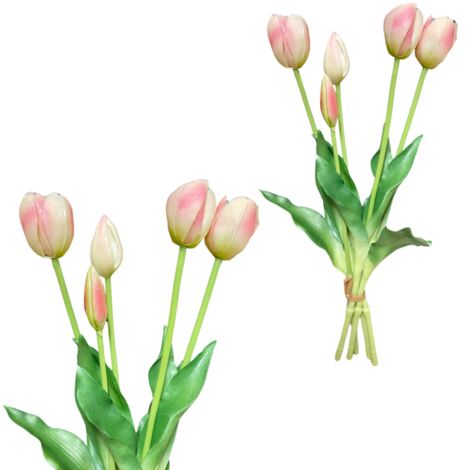 Tulipanes rosa claro - Ramo de caucho con tulipanes 39 cm Color Real Touch 19