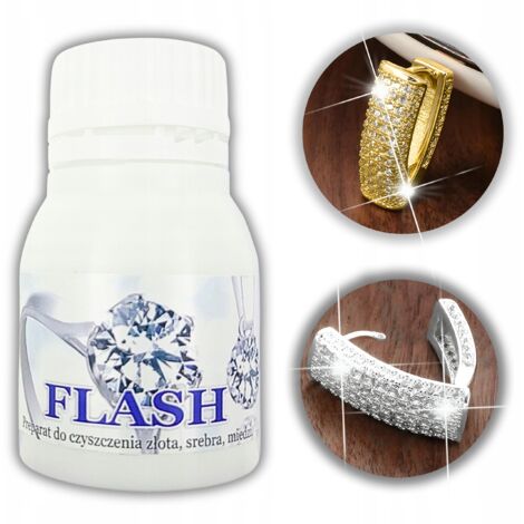 LÍQUIDO FLASH PROFESIONAL GRANDE 60ML PARA LIMPIAR JOYAS DE ORO Y PLATA (1/4)