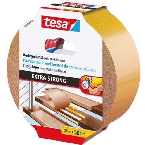 Cinta adhesiva de doble cara extrafuerte para alfombras Tesa de 10 m x 50 mm