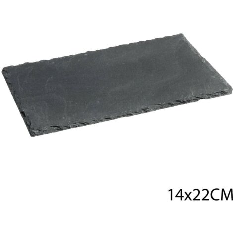 Plato de servir de 14 x 22 cm, negro, de pizarra natural. (1/5)