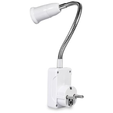 Adaptador flexible para casquillo de bombilla E27 con interruptor y enchufe
