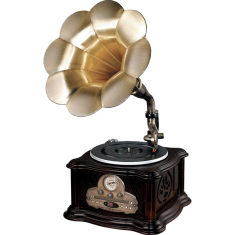 Tocadiscos retro con válvula: reproduce discos de vinilo, CD, MP3, Bluetooth, radio FM/AM y USB con mando a distancia. Estilo vintage.