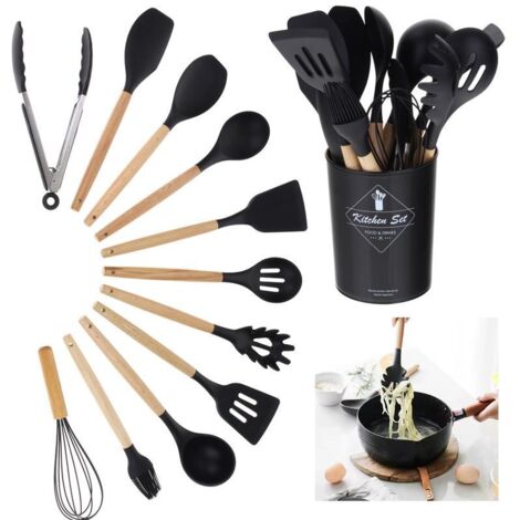 Utensilios de cocina Juego de utensilios de cocina Silicona Teflón Accesorios de madera (1/5)
