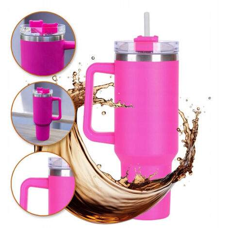 Taza térmica ECARLA con asa y pajita 1000ml Fucsia CUP10 (1/5)