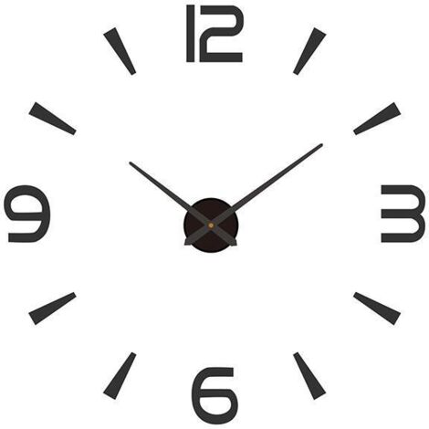 Reloj de pared adhesivo silencioso 3D moderno de 120 cm, color negro