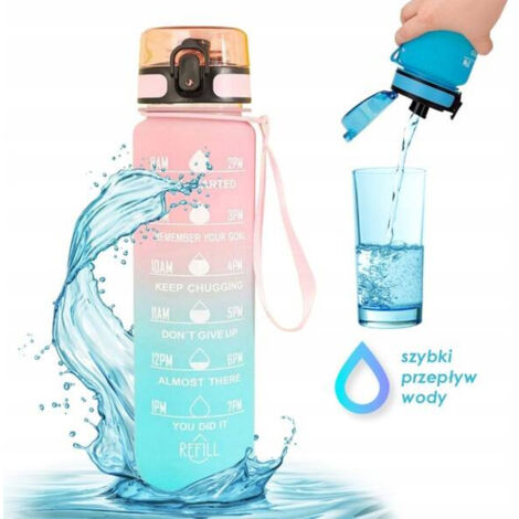 Botella medidora de agua ECARLA 1l Rosa degradado con menta BD14 (1/5)