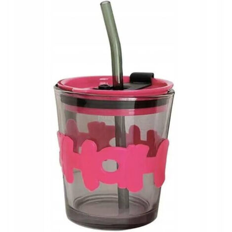 Vaso de vidrio de color ECARLA con pajita y tapa 300ml Hoh CUP13 (1/5)