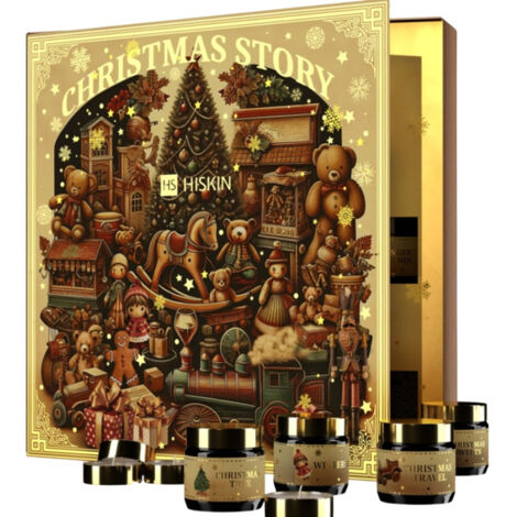 Calendario de Adviento HISKIN Feliz Navidad con Velas (12 x 15 ml, 12 x 30 ml) y Libro de Cuentos de Hadas (1/5)