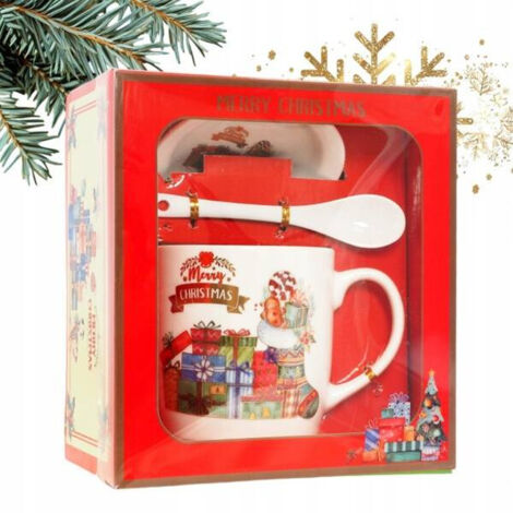 Taza navideña ECARLA con plato y cuchara en caja KB17WZ1 400 ml (1/2)