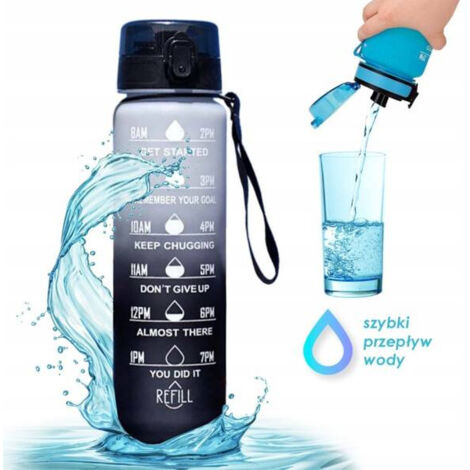 Botella de agua ECARLA 1L Ombre gris y negra con medidor BD16 (1/5)