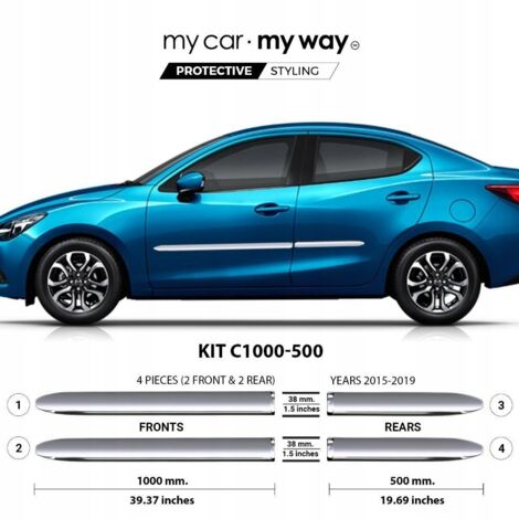 Mazda 2 Sedán 15-19 - Tiras protectoras cromadas para puertas (1/5)