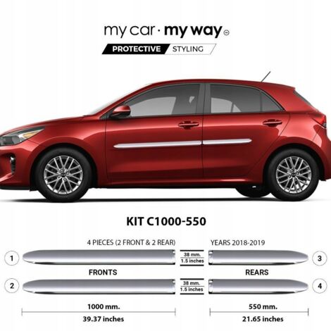 Kia Rio IV HB - Tiras protectoras cromadas para puertas laterales (1/5)