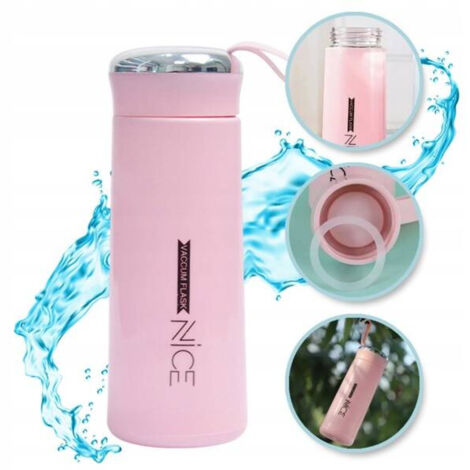 Botella ECARLA con asa, cesta y tubo 400ml Rosa Bonito BD12R (1/4)