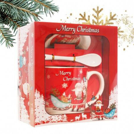 Taza navideña ECARLA con plato y cuchara en caja KB19WZ3 400 ml (1/2)