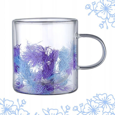 Botella térmica de vidrio con doble fondo ECARLA con plantas 250ml Violeta SZK134