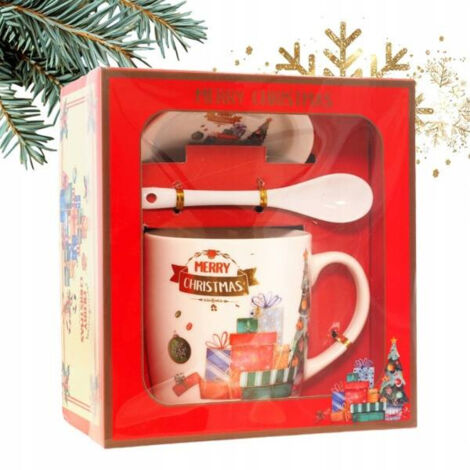 Taza navideña ECARLA con plato y cuchara en caja KB17WZ3 400 ml (1/2)