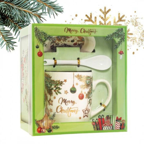 Taza navideña ECARLA con plato y cuchara en caja KB16WZ1 400 ml (1/2)
