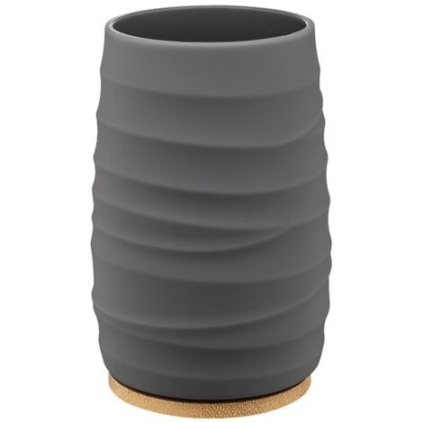 Taza de baño AZURO, gris mate, material suave al tacto, relieve de bambú, diseño ondulado (1/4)
