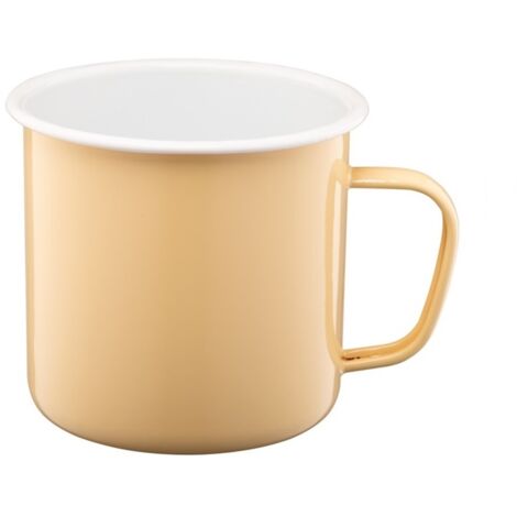 Taza esmaltada ROBERTO con asa 0,5 litros 500 ml 9 cm amarillo paja pastel