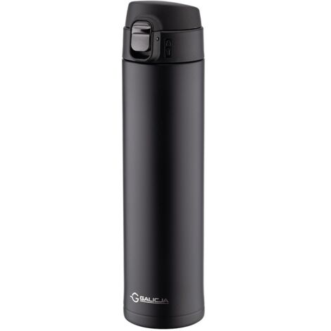 Taza térmica, botella, termo, QUENTIN, 520 ml, acero inoxidable, 18/10, negro (1/4)