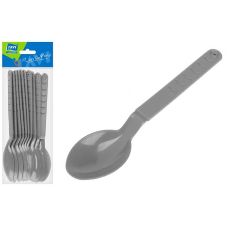 Cucharas reutilizables, juego de 10, aptas para lavavajillas, sin BPA, color gris (1/3)