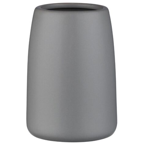 Taza de baño ALBANO para cepillos de dientes, cerámica, gris mate, lisa, estilo industrial (1/3)