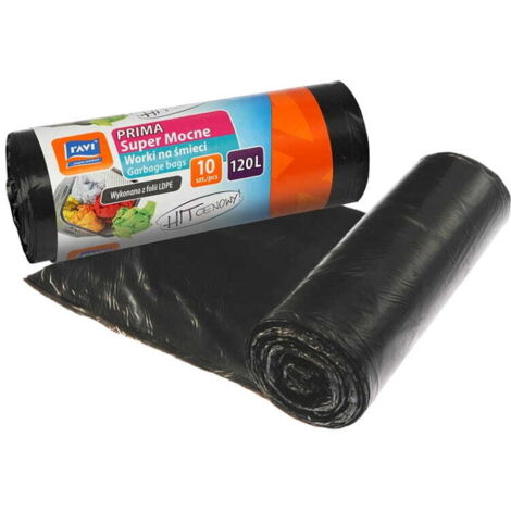 Bolsas de basura negras super resistentes PRIMA LDPE 120 L 10 unidades (1/2)