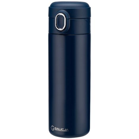 Botella térmica XAVIER 400ml acero inoxidable 18/10 plástico azul marino (1/2)