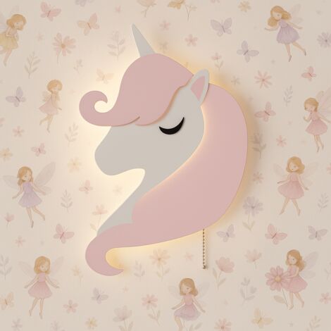 Luz nocturna LED de unicornio y poni - Montaje en pared para habitación infantil (1/5)